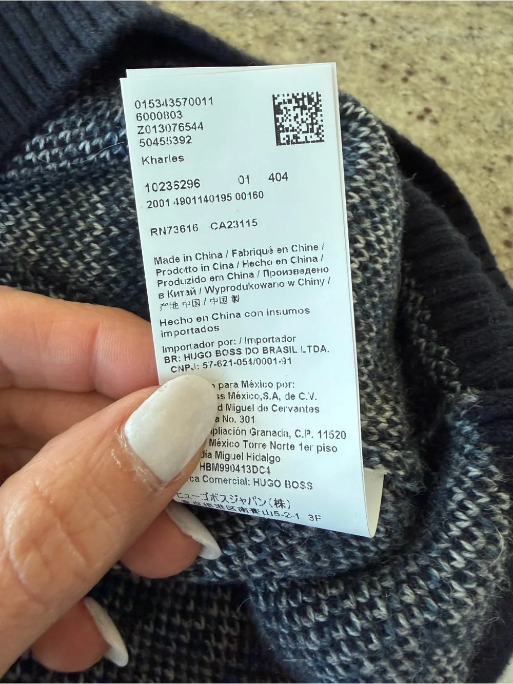 BOSS Hugo Boss Kharles Men’s Crewneck Sweater Dark Blue Gray Size XL